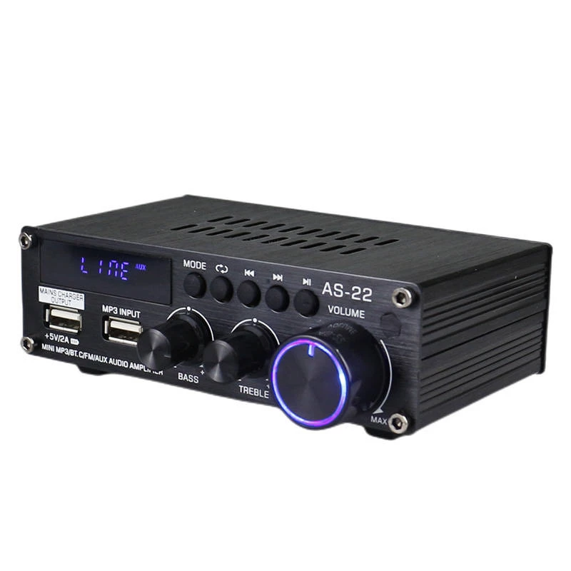 Blitzwolf AS-22 Amplificador de audio, 45 W, Bluetooth 5.0, USB + mando a distancia (negro)