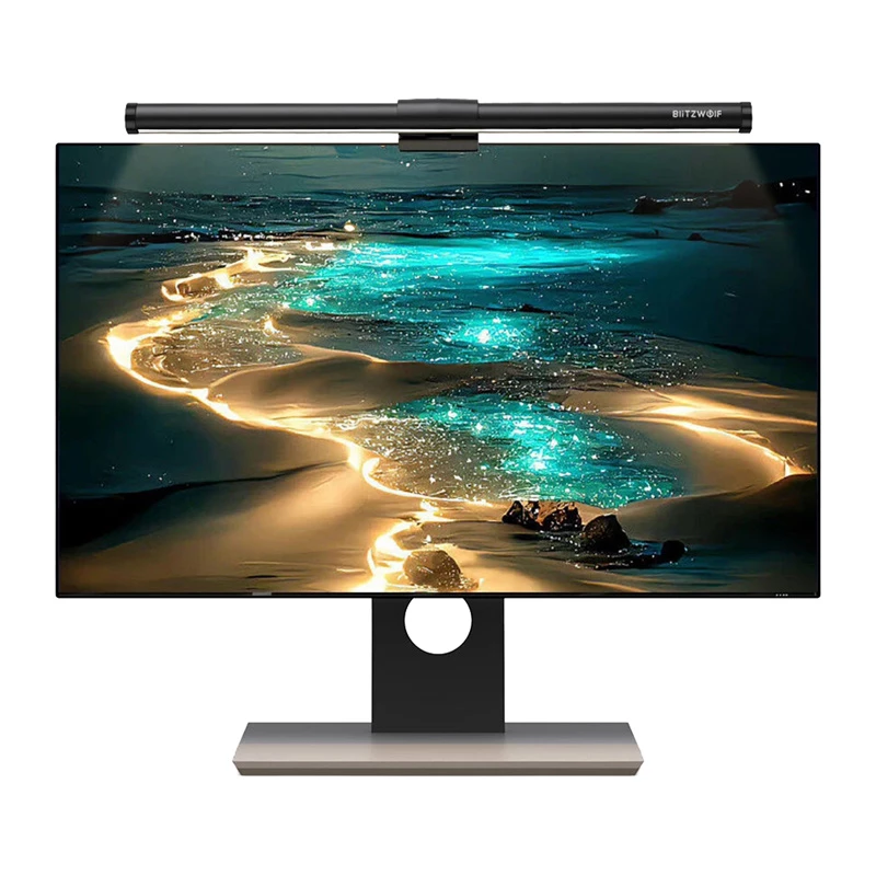 BlitzWolf BW-CML2 monitor de luz de aire con sensor de CO2, TVOC, temperatura y humedad – barra LED regulable, 2700-6500K, CRI Ra95, USB-C