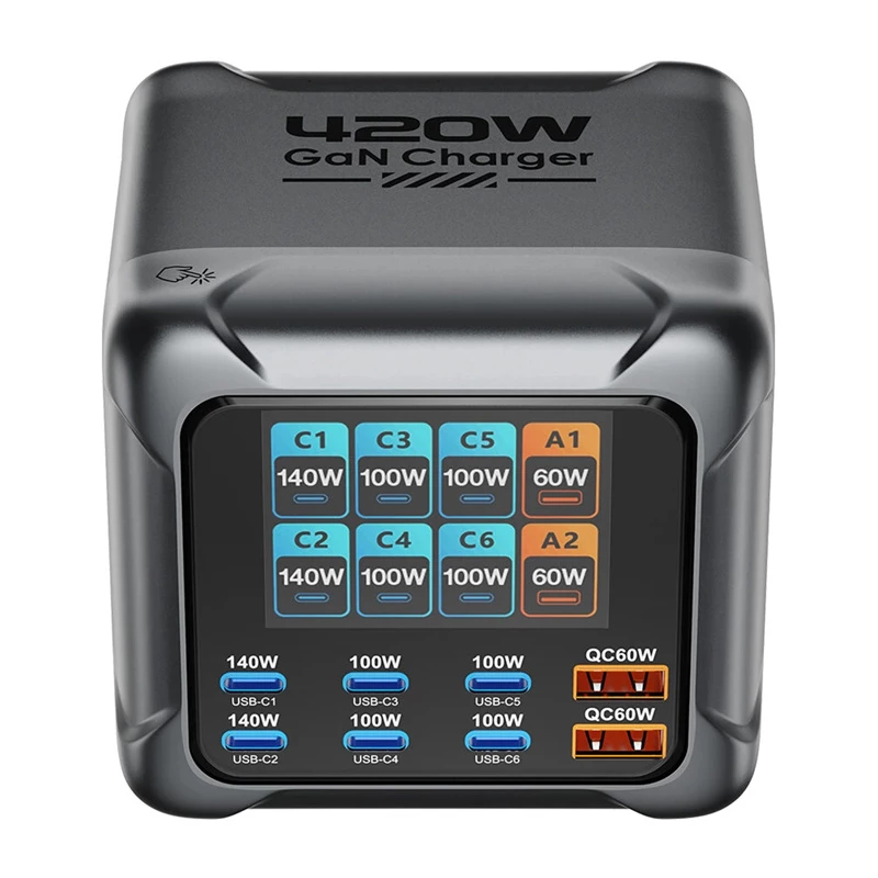 Blitzwolf BW-S33 cargador USB-A de 420W y 8 puertos, negro