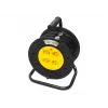 BLO PR-61 Alargador enrollable de 30m con 4 tomas Schuko, protección térmica, cable 3x1,5mm² H05VV-F, IP20, 16A/230V, máx. 3680W desenrollado