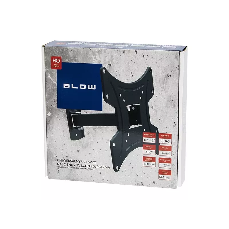 BLOW 76-863# Soporte de pared fijo para TV para pantallas de 42 pulgadas, VESA hasta 200x200, 25 kg, Negro