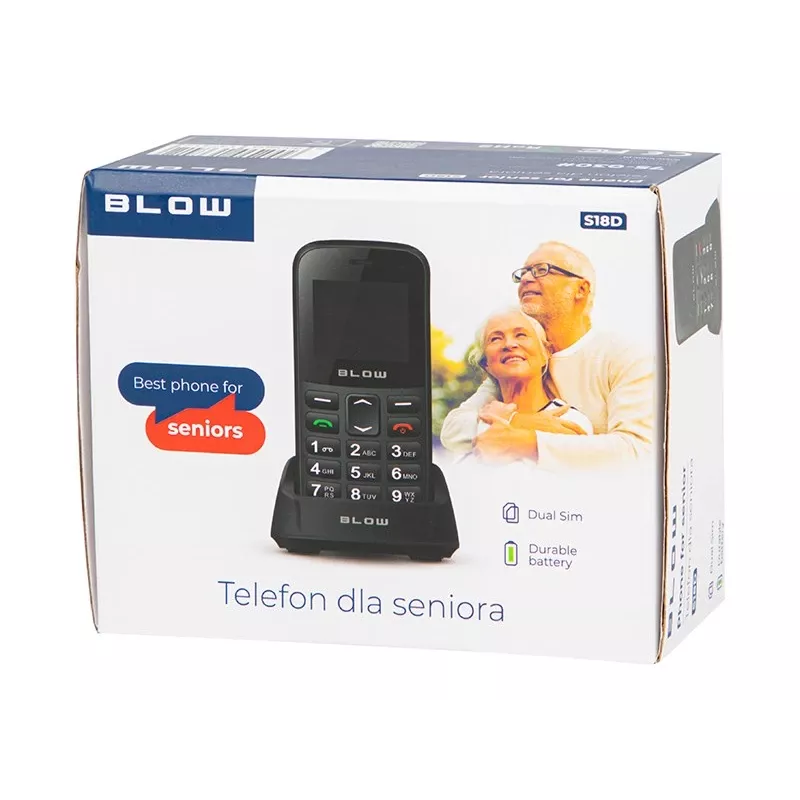 BLOW Móvil para mayores negro con soporte S18D