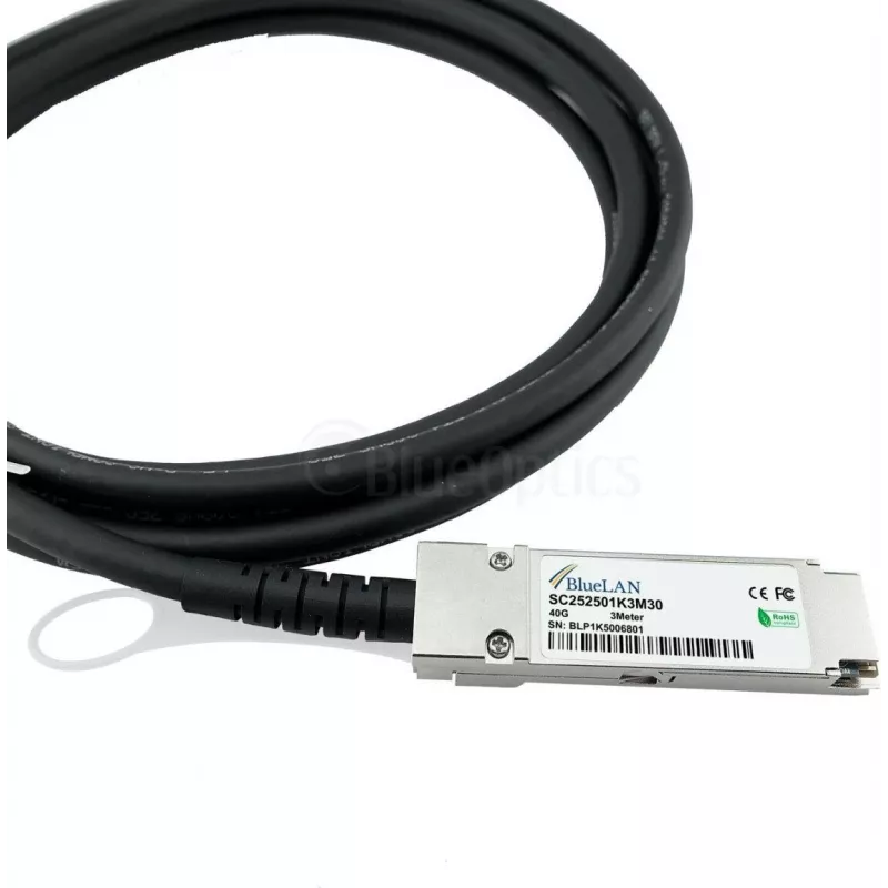 BlueLAN 20G-DACP-QSFP1SFPDD3M Cable de cobre de conexión directa QSFP a SFP-DD compatible de 20 Gbps, 3 m, Twinax pasivo, 100 ohmios, hot-swappable 20G-DACP-QSFP1SFPDD3M-BL