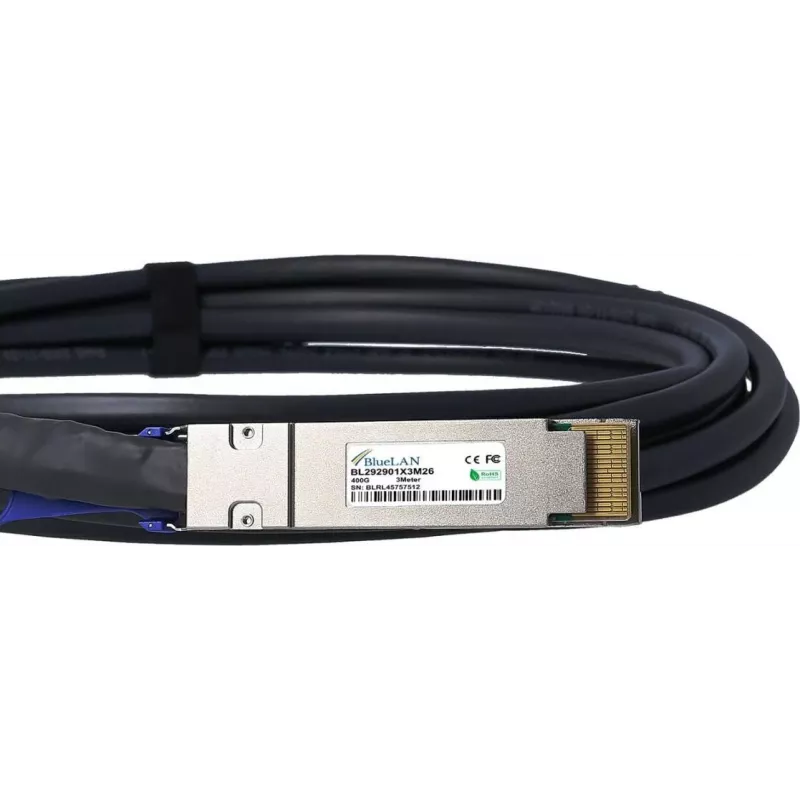 Cable de conexión directa BlueLAN Amphenol NDYYYH-0005 QSFP-DD, 400GBASE-CR4, Ethernet, 26 AWG, 2 metros (NDYYYH-0005-BL)