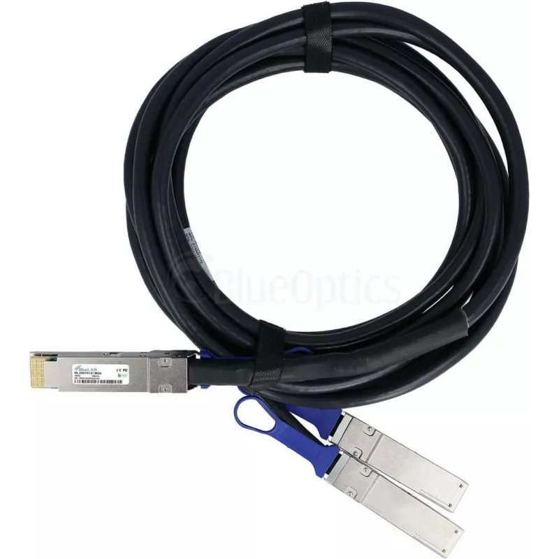BlueLAN Compatible Juniper 720-128729 Cable breakout Direct Attach 400GBASE-CR8 QSFP-DD a 2x200GBASE-CR4 QSFP56 pasivo, 2m, AWG26