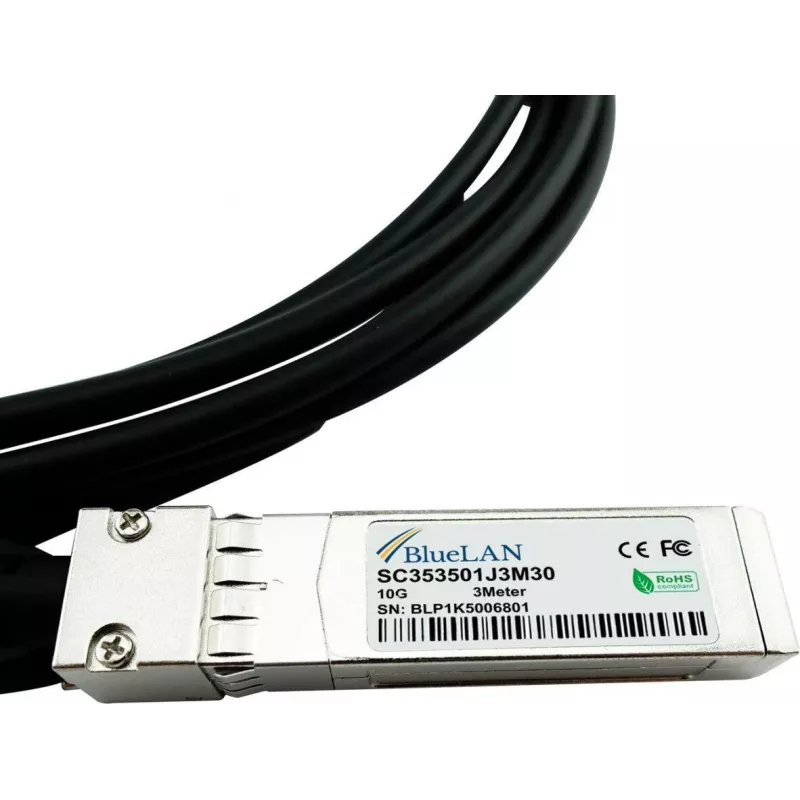 BlueLAN Force10 CBL-10GSFP-DAC-1.5M Cable Direct Attach (DAC) Compatible - Pasivo 10 Gigabit Twinaxial Cobre SFP+ a SFP+ - 1,5 metros