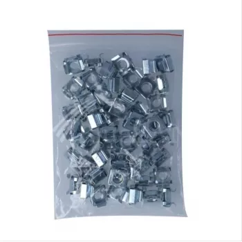 BlueOptics BlueLAN tuercas de jaula y tornillos M6 set de 50 piezas para armarios de red - panel de gestión de cables 19 pulgadas - kit de montaje acero - plateado (BLCNS003)
