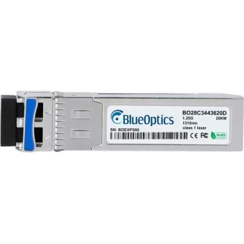 BlueOptics BO28C3443620DIN Transceptor cSFP BiDi de 2 canales, LC-Duplex, 1000BASE-2BX-U, fibra monomodo, TX:1310nm/RX:1490nm, 20km, -40°C a +85°C, DDM