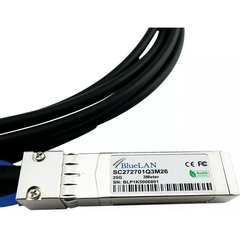 BlueOptics Supermicro CBL-NTWK-0944-SS28C50M cable de cobre direct attach SFP28 pasivo BlueLAN 25GBASE-CR compatible, 5m, AWG26