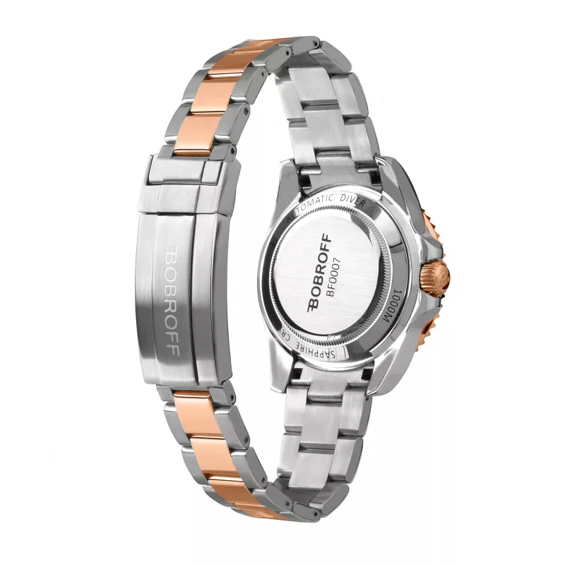 BOBROFF BF0007 Reloj analógico de cuarzo unisex 41mm caja de acero inoxidable esfera negra correa de piel