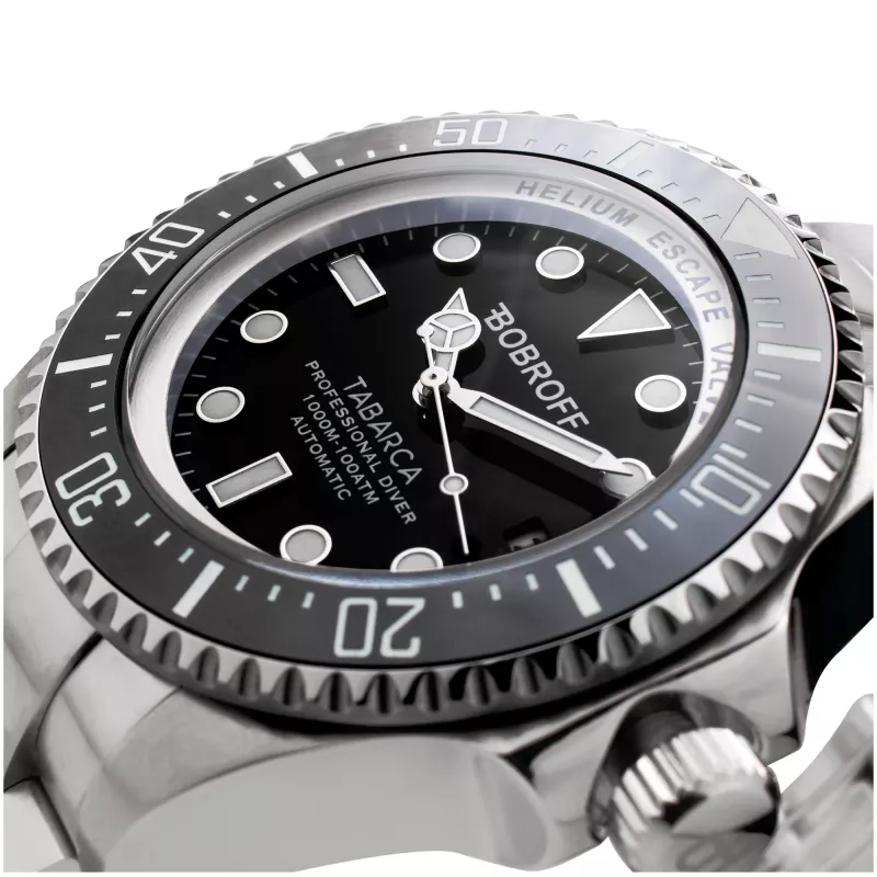 BOBROFF BF001 Reloj de cuarzo analógico de hombre 44mm Correa de piel negra