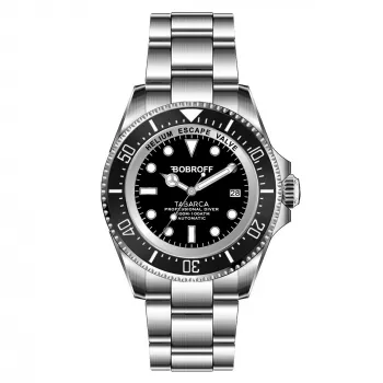 BOBROFF BF001 Reloj de cuarzo analógico de hombre 44mm Correa de piel negra