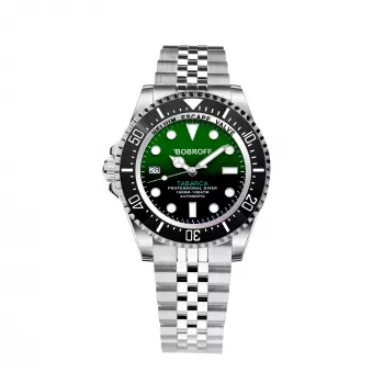 BOBROFF MAN BF0002iJ 42mm reloj analógico de cuarzo con esfera negra y correa de piel negra