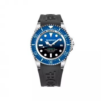 BOBROFF MAN BF0003baBFSTN reloj analógico de cuarzo 42mm acero inoxidable esfera negra correa de piel