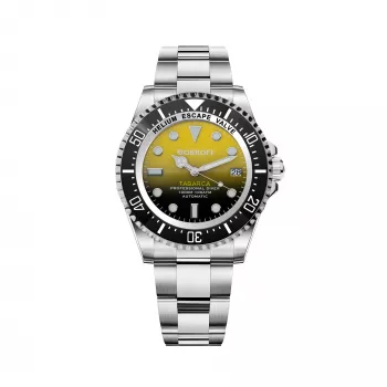 Reloj de hombre BOBROFF BF0008 cuarzo analógico 44mm acero inoxidable esfera negra correa de piel