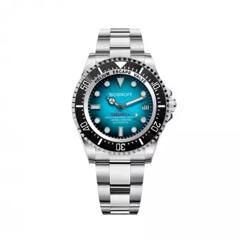 Reloj BOBROFF MAN BF0009 analógico de cuarzo 44mm - Esfera negra, correa de piel negra