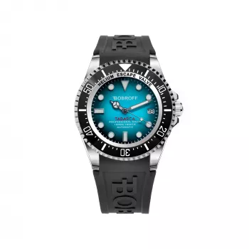 BOBROFF MAN BF0009-BFSTN reloj analógico de cuarzo 44mm caja de acero inoxidable esfera negra correa de piel