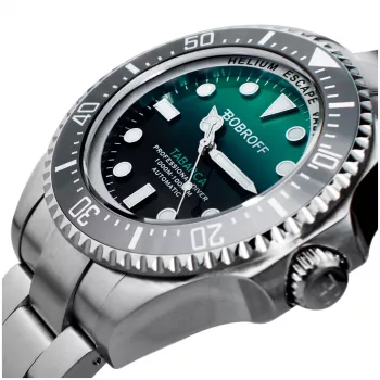 BOBROFF MAN BF002 reloj analógico de cuarzo 44mm correa de piel negra