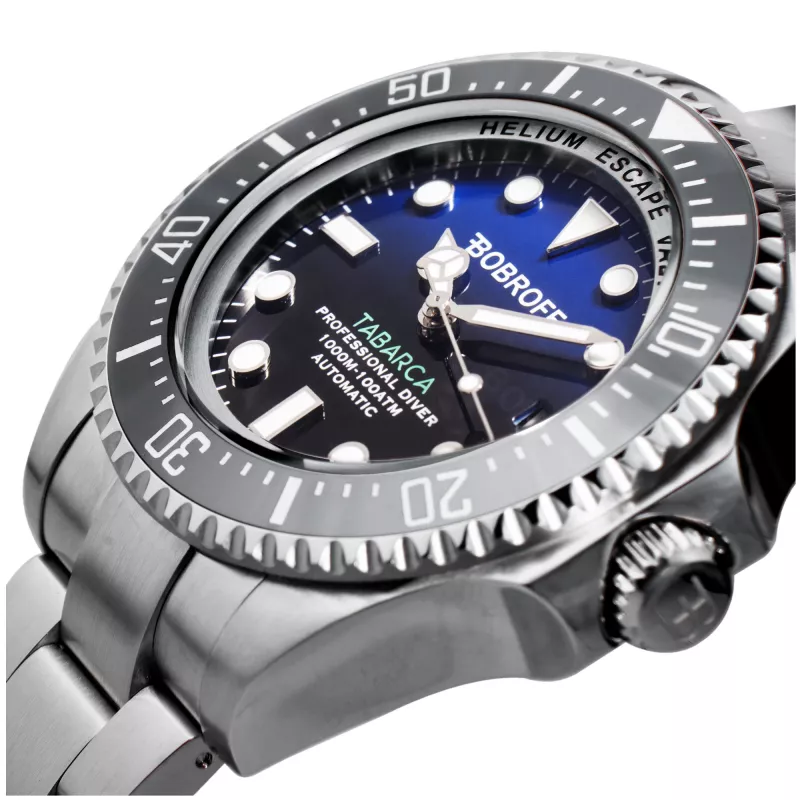 BOBROFF MAN BF003 reloj analógico de cuarzo 44mm esfera negra correa de piel auténtica