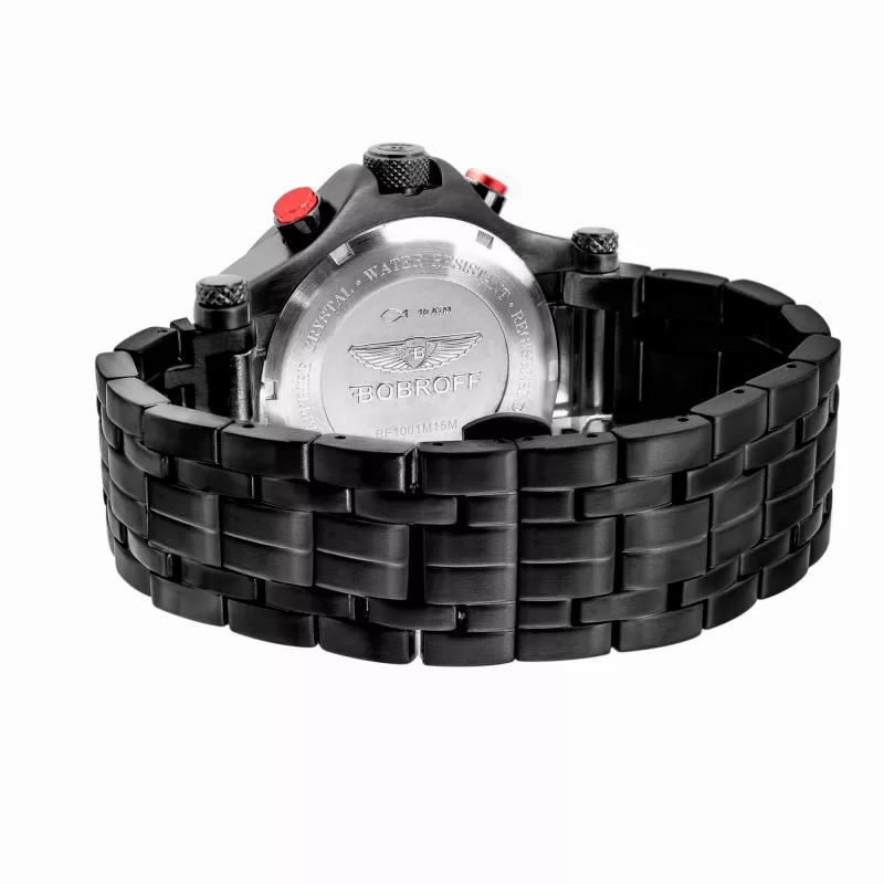 BOBROFF MAN BF1001M41M 44mm reloj de cuarzo de acero inoxidable