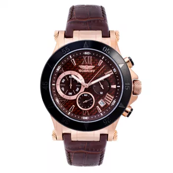 BOBROFF MAN BF1001M65 reloj analógico de cuarzo 44mm esfera negra correa de piel