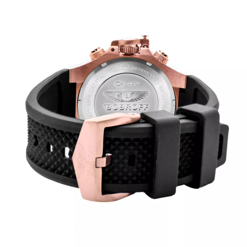 BOBROFF MAN BF1002M15 Reloj de cuarzo analógico 43 mm esfera negra correa de piel
