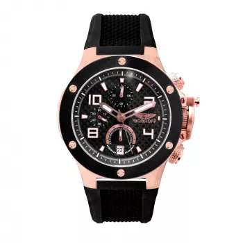 BOBROFF MAN BF1002M15 Reloj de cuarzo analógico 43 mm esfera negra correa de piel