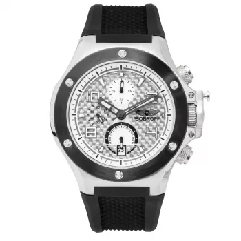 BOBROFF MAN BF1002M20 reloj analógico de cuarzo 43mm esfera negra correa de piel