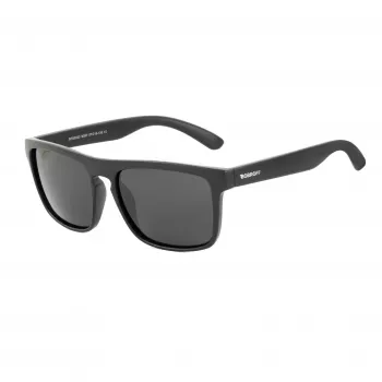 BOBROFF Gafas de sol polarizadas rectangulares de hombre BFG0033-S05P - Montura negra, lentes grises, 57-18-138 mm