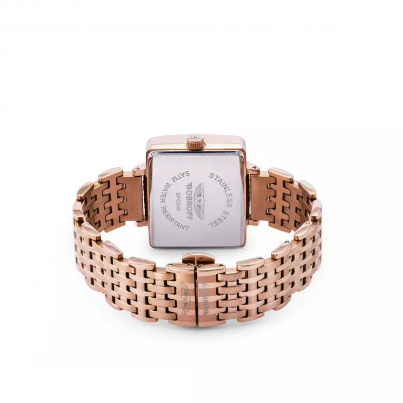 BOBROFF Woman BF0035 reloj analógico de cuarzo 36mm esfera plateada correa de piel negra