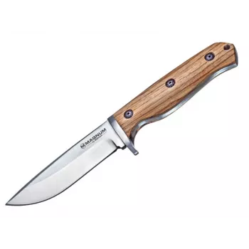Navaja Boker Magnum Zebra Drop 02SC337, hoja drop-point de acero inoxidable 440A, mango de madera de zebrano, liner lock, navaja EDC