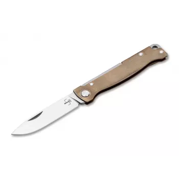 Boker Plus Atlas Brass Navaja plegable D2 hoja Frame Lock EDC