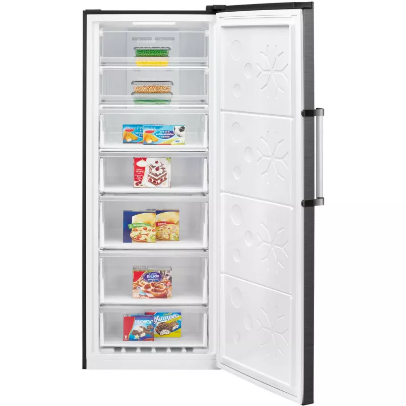 BOMANN GSVS 7365 Congelador vertical convertible SmartSteel Dark acero inoxidable 360L NoFrost