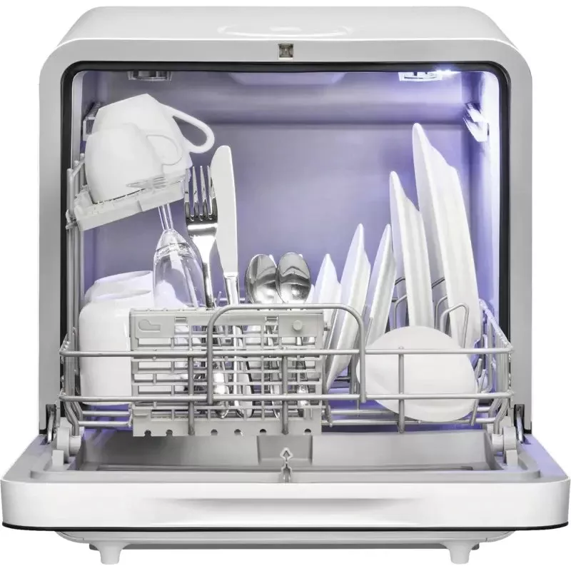 Bomann TSG 5702 lavavajillas de sobremesa blanco con depósito de agua de 5L, 2 cubiertos, 6 programas, clase energética F