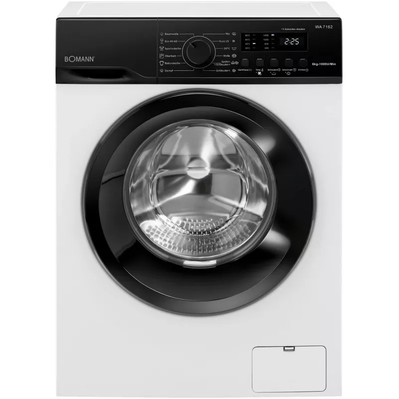 BOMANN WA 7162 Lavadora de carga frontal, 7 kg, 1400 rpm, blanco/negro