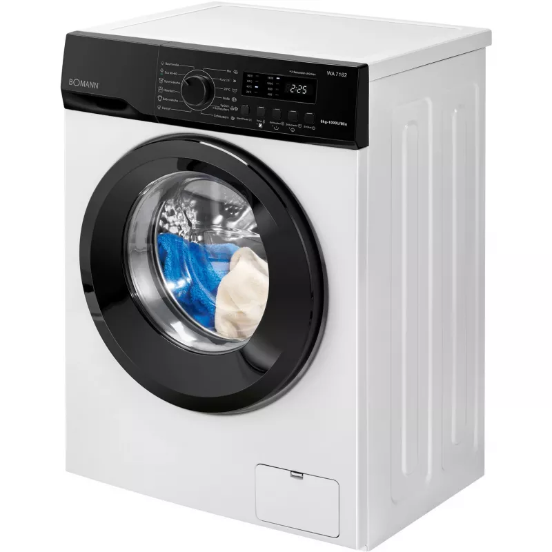 BOMANN WA 7162 Lavadora de carga frontal, 7 kg, 1400 rpm, blanco/negro