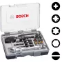 Juego de 20 puntas de destornillador Bosch 2607002786 con portapuntas universal magnético, puntas S2 de 25 mm para Phillips, Pozidriv, ranurada, Torx, Hex