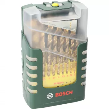 Bosch 2607017154 set de brocas helicoidales HSS de 25 piezas con recubrimiento TiN y mango cilíndrico