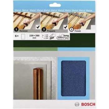 Bosch Accessories 2609256C43 Juego de papel de lija manual, grano 40/80/120, 230 x 280 mm, 1 juego