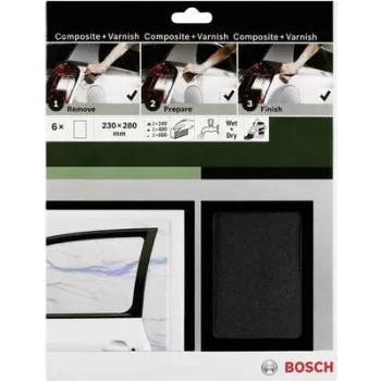 Bosch Accessories 2609256C47 Juego de papel de lija manual, grano 240/400/600, 230 x 280 mm, 1 juego