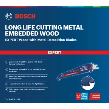 Bosch Expert S 967 XHM Hoja de sierra sable – madera con metal demolición, 150mm, 10 uds.