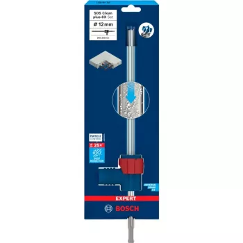 Bosch EXPERT SDS Clean plus-8X set de brocas para martillo, Ø 12 mm, longitud de trabajo 200 mm, broca con aspiración y conexión de aspiración