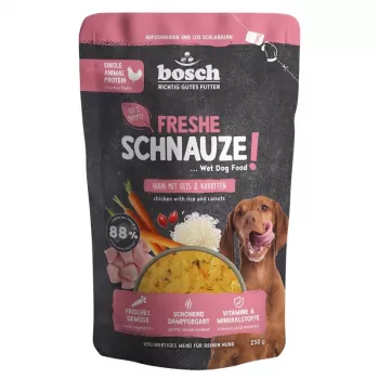 BOSCH Freshe Schnauze Chicken, Rice & Carrots Comida húmeda monoproteica para perros – 250 g
