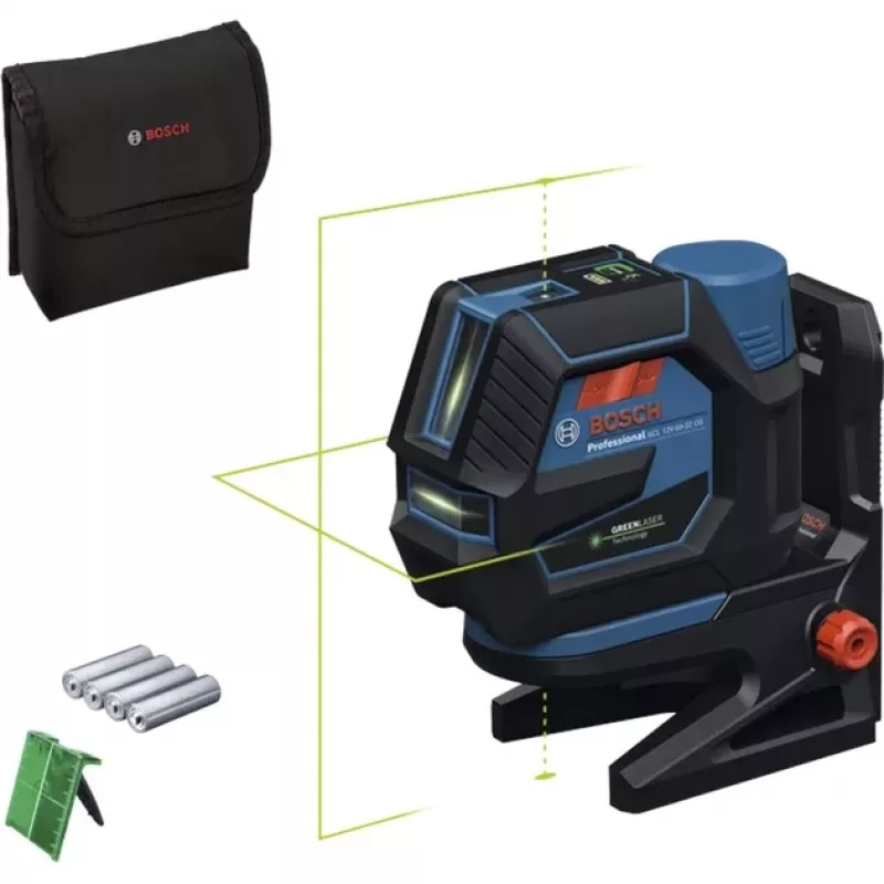 Bosch GCL 12V-50-22 CG Professional Nivel láser combinado inalámbrico (azul/negro, líneas láser verdes y puntos de plomada, incl. soporte giratorio RM 20)