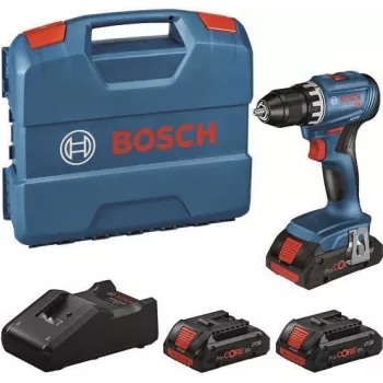 Bosch GSR 18V-45 Professional atornillador-taladrador a batería 18V con 3 baterías de Li-Ion de 2,0Ah, 45 Nm sin escobillas, L-BOXX 102, cargador 0615A5002N