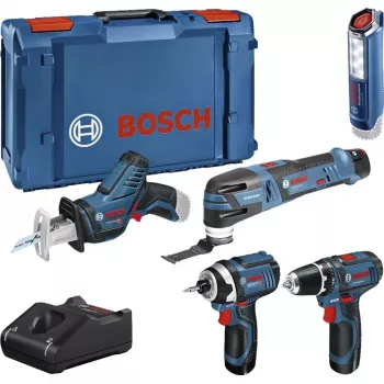 Bosch Power Tools 12V juego de herramientas de 5 piezas GOP + GSR + GDR + GSA + GLI (azul, 3x batería de Li-Ion 2,0 Ah)