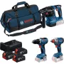BOSCH Power Tools 18V Professional combo: martillo perforador GBH 18V-22 + taladro atornillador GSR 18V-65 + llave de impacto GDX 18V-285 (azul/negro, 3x baterías de Li-Ion 5,0 Ah, bolsa de herramientas)