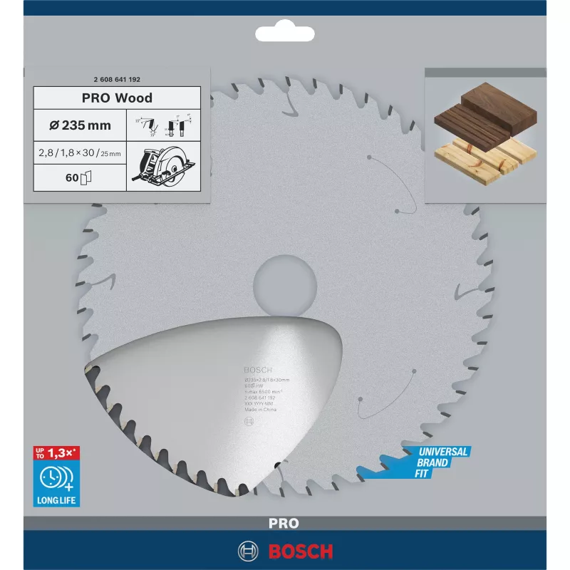 Bosch Power Tools PRO Hoja de sierra circular para madera 235 mm, 60 dientes, 30 mm de perforación para sierras circulares manuales