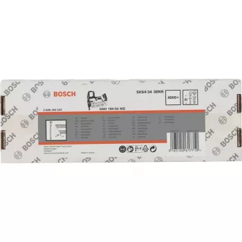 Clavos de acabado cabeza avellanada BOSCH POWERTOOLS SK64-34 38NR, 34° / 1,8 mm / 15 ga (acero inoxidable, 4000 uds.)