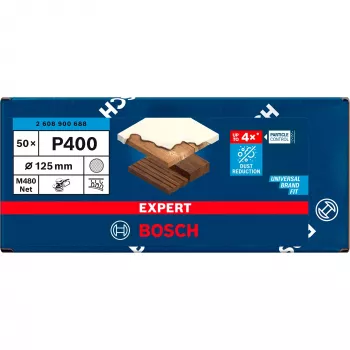 BOSCH POWERTOOLS Expert M480 disco de lijar de malla 125mm, K400 (pack de 50) para lijadora orbital